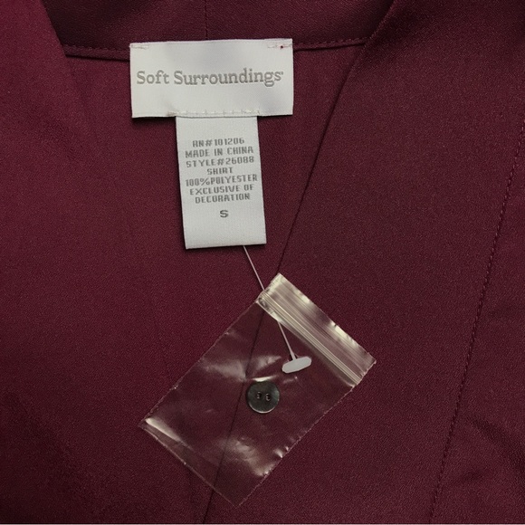 Soft Surroundings Maroon Long Sleeve Button Down Blouse, NWT, S - Picture 2 of 11